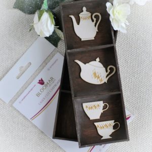 Alice in Wonderland teacups and teapots chipboard elements