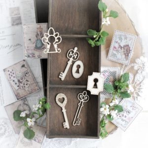 alice in wonderland keys decorative laser cut chipboard embellishment