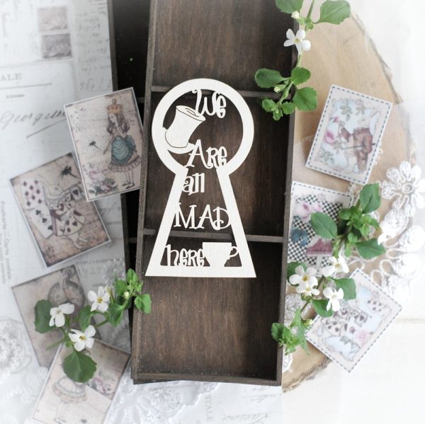 alice in wonderland decorative laser cut chipboard embellishment