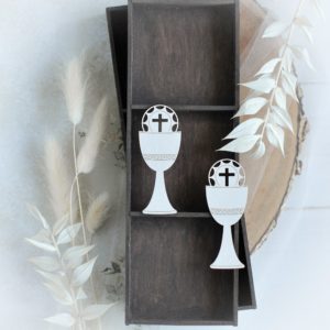 first holy communion set of two chalice laser cut chipboards