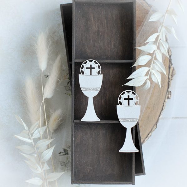 first holy communion set of two chalice laser cut chipboards