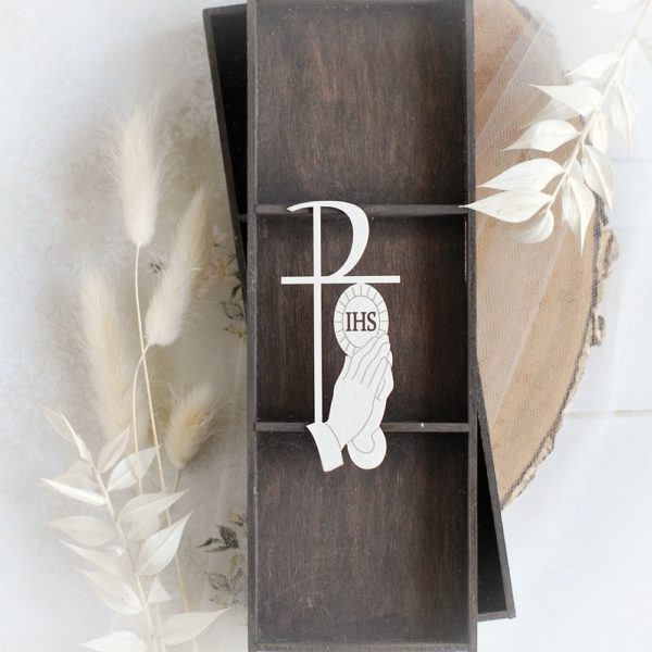 first holy communion cross praying hands decorative laser cut chipboard