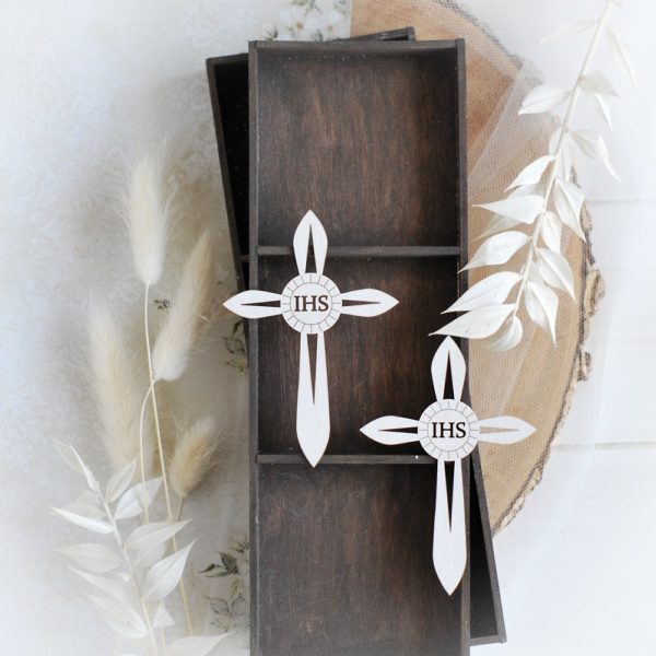 first holy communion set of two cross laser cut chipboard elements