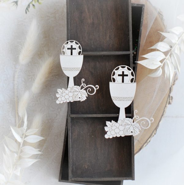 first holy communion set of two chalice decorative laser cut chipboard elements