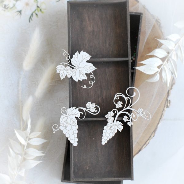 first holy communion set of three vine grape decorative laser cut chipboard elements