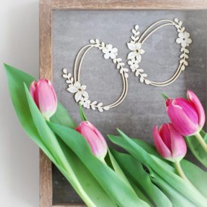 set of two decorative laser cut chipboard easter eggs with flowers