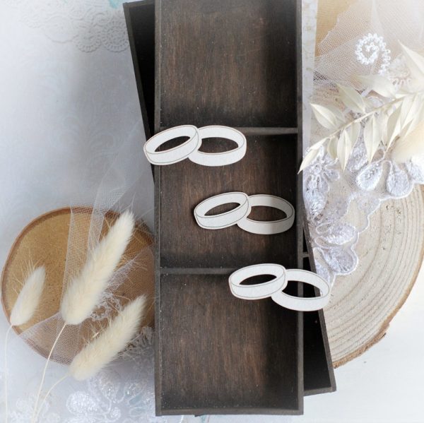 set of wedding rings decorative laser cut chipboard embellishments