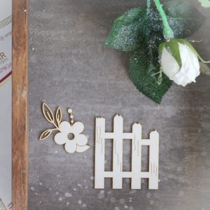 spring fence and flower laser cut chipboard set