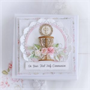 omn your first holy communion personalised card in box for a girl