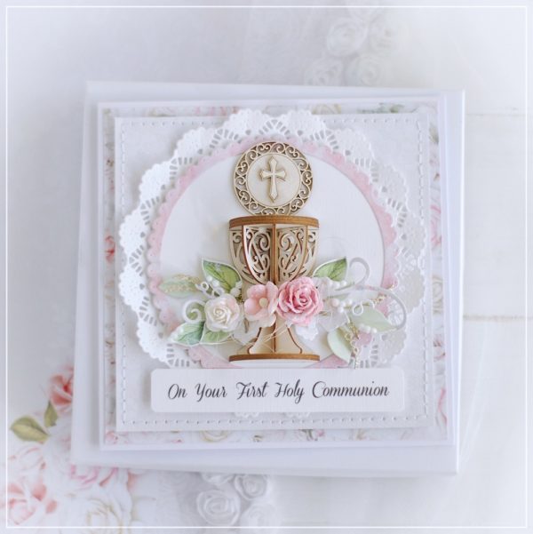 omn your first holy communion personalised card in box for a girl