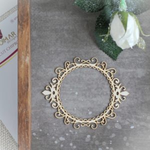 decorative laser cut small chipboard frame with swirls and ornaments