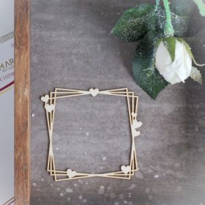 decorative laser cut chipboard square frame with little hearts