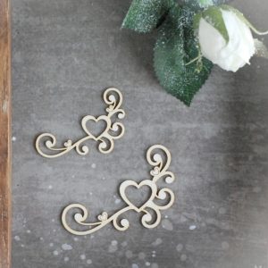 heart corners decorative laser cut chipboard set