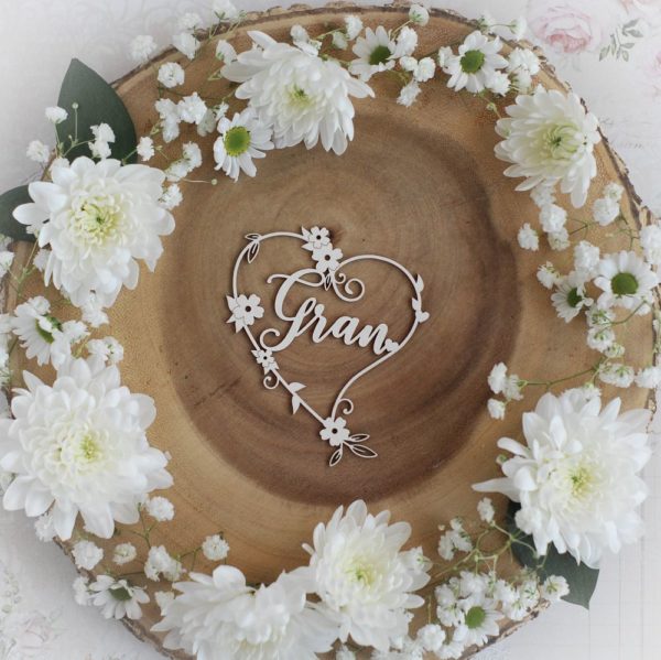 mothers day collection gran heart decorative laser cut chipboard