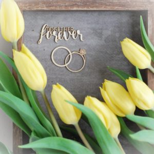 Together forever and wedding ringdecorative laser cut chipboard set of tw