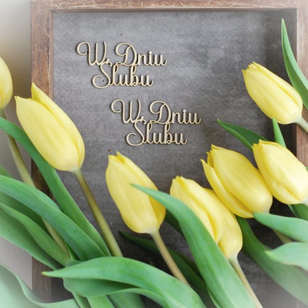 w dniu ślubu set of two decorative laser cut chipboard words