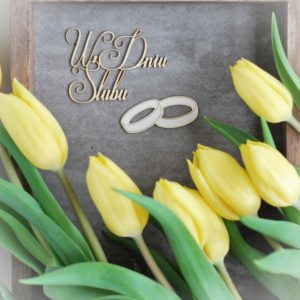 W dniu slubu decorative laser cut chipboard and wedding ring set of two