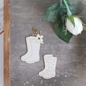 spring wellies laser cut chipboard set