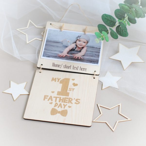 personalised fathers day wooden photo frame my 1st fathers day