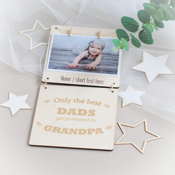 personalised fathers day photo frame only the best dads get promoted to grandpa