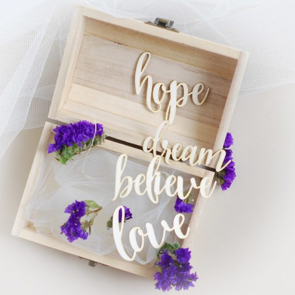 believe hope dream love words set decorative laser cut chipboards