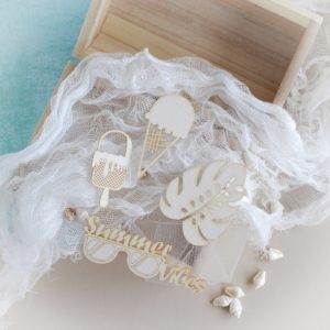 ice cream leaf summer vibes word decorative laser cut chipboard elements set