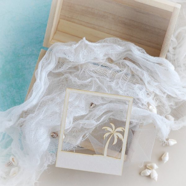 decorative laser cut chipboard polaroid frame with palm