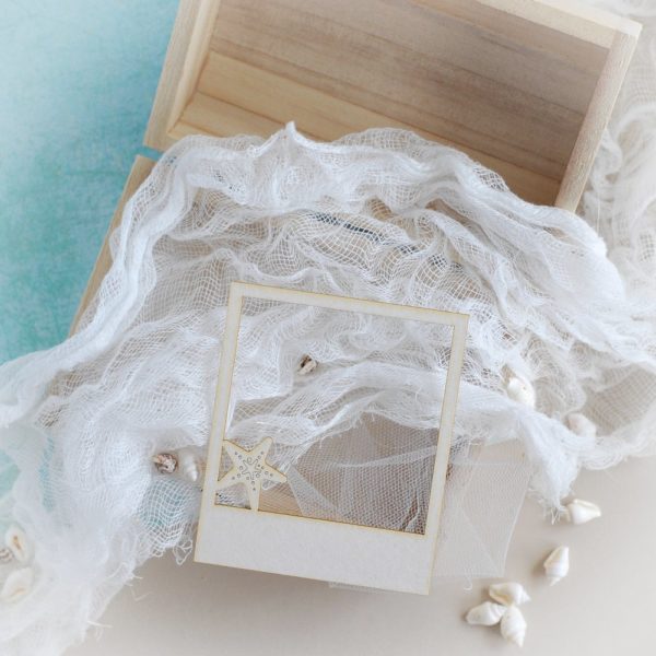 decorative laser cut chipboard polaroid frame with starfish