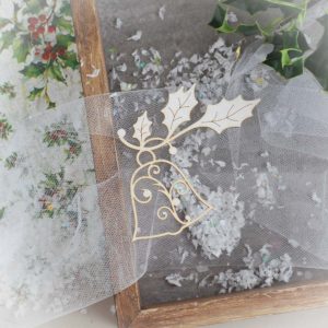 decorative laser cut chipboard bell with holly branch