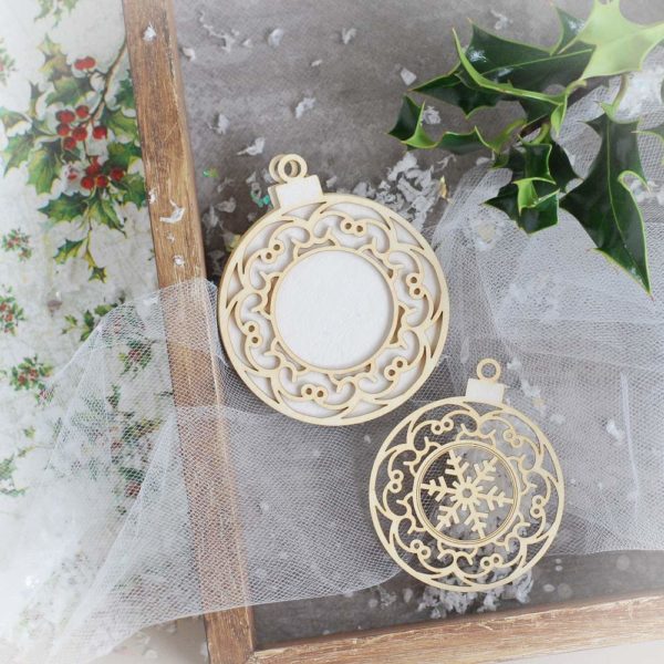 decorative laser cut chipboard baubles ornaments set