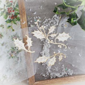 decorative laser cut chipboard holly branch set