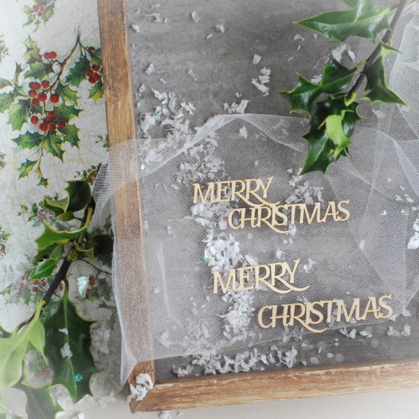 decorative laser cut chipboard merry christmas word set