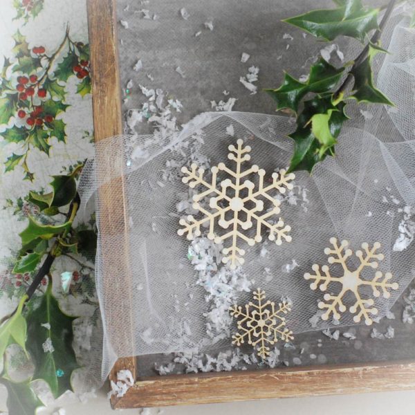 decorative laser cut chipboard snowflakes set