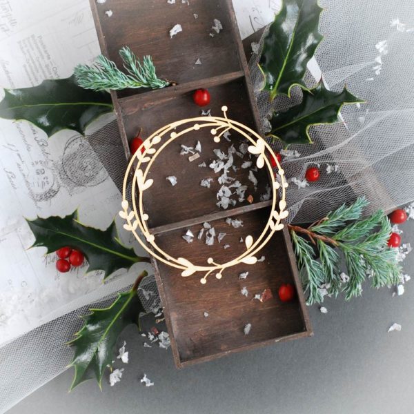 christmas wreath decorative laser cut chipboard frame