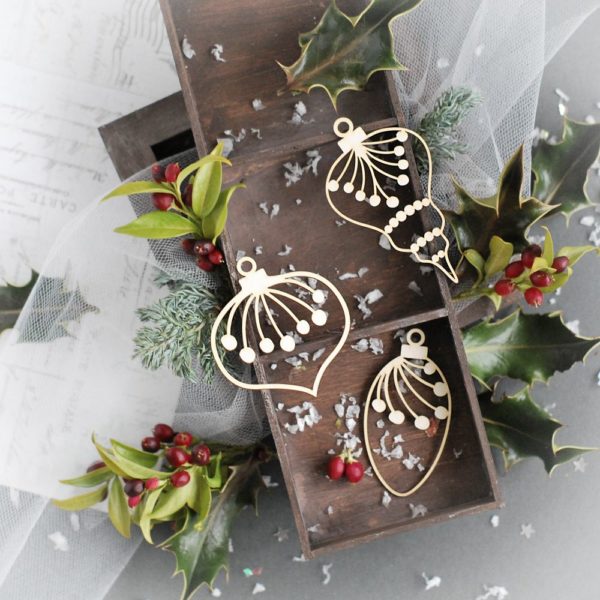 christmas decorative bauble set laser cut chipboards