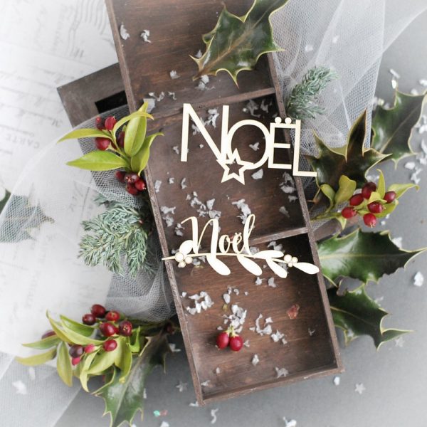 noel decorative laser cut chipboard word set