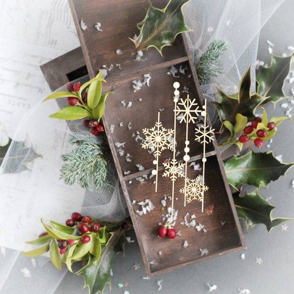 snowflakes background decorative laser cut chipboard