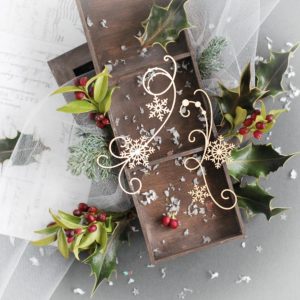 swirls with snowflakes decorative laser cut chipboard set