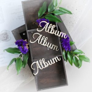 album decorative laser cut chipboard word set