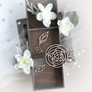 floral rose and leaves decorative laser cut chipboards