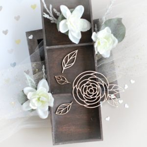 floral rose and leaves decorative laser cut chipboards