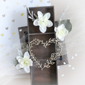 floral heart decorative laser cut chipboard