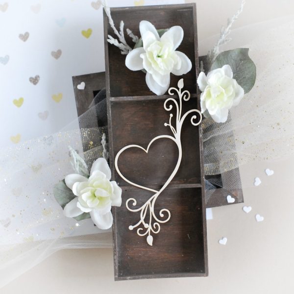 heart with flourishes decorative laser cut chipboard