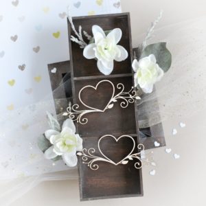 set of two hearts with flourishes decorative laser cut chipboards