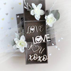 love , xoxo , i love you decorative laser cut chipboard