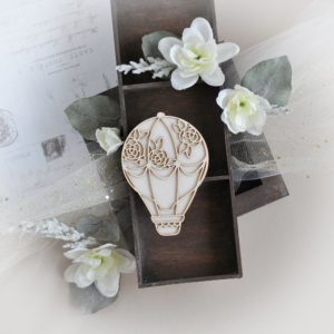 2 layer hot air balloon with roses laser cut chipboard