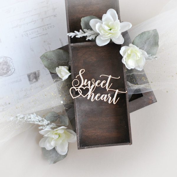 sweet heart decorative laser cut chipboard with two hearts