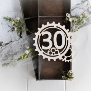 steampunk collection gear frame with number 30 decorative laser cut chipboard