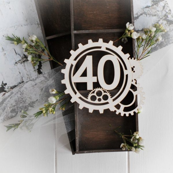 steampunk collection gear frame with number 40 decorative laser cut chipboard