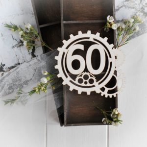 steampunk collection gear frame with number 60 decorative laser cut chipboards